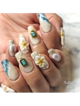 ネイルサロン ラポ(Lapo)/海×プルメリアネイル