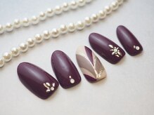 ネイルサロン ブランシュール(Nail Salon Blancheur)/大人ボルドーのリーフプッチ
