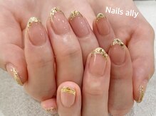 ネイルズアリー 立川店(Nails ally)/ガラスフレンチ×ゴールド×夏
