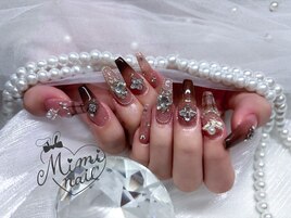 ブラウンチェック×ピンク