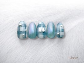 オーロラ　チェックネイル