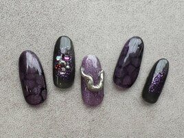 紫ハロウィン 魔女ネイル