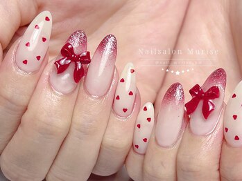 【ハートドット×リボン】