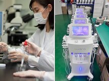 自社美容機器開発工場、自社化粧品ラボでの開発