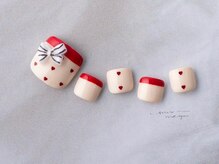 サンミーゴネイル 神戸店(Sunmego Nail)/赤フレンチ×リボン