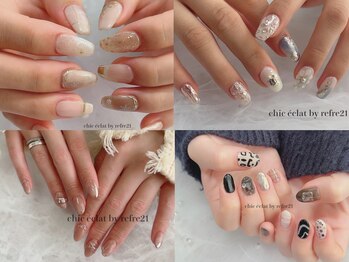 シックエクラ バイ リフレ21(chic eclat by Refre21)の写真/最旬のカラー/パーツ/デザインを豊富にご用意♪ふと目にとまる洗練された上品な指先を演出☆長さ出しも可◎