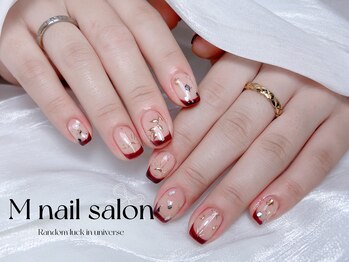 Mネイル/赤フレンチ
