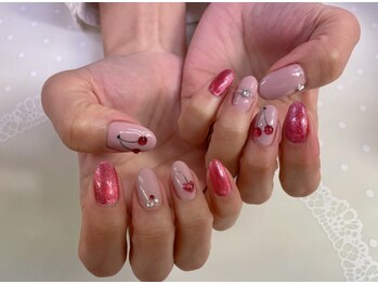 さくらんぼ×マグネットネイル