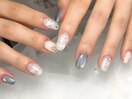 ブルー押し花ネイル♪