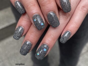シンプリー 下北沢店(Simpliee)の写真/旬のワンホンネイル/韓国パーツをご提案♪【Simpleデザイン90分ワンカラー+アートでワンランク上の手元に】