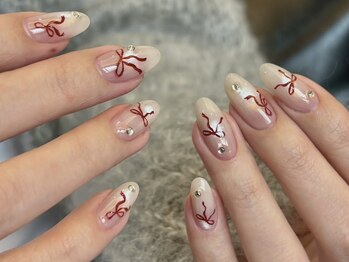オーラムネイル(Aurum Nail ）)/ピー玉マグネット+リボン