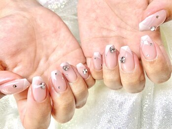 ネイルサロン ジョアアンジェ 天王寺店(joie ange)/ ガーリー　ストーン　フレンチ