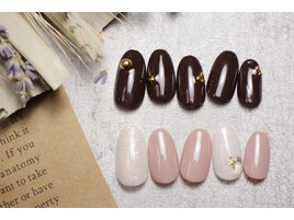 ブラウン×スタッズ/ラメ