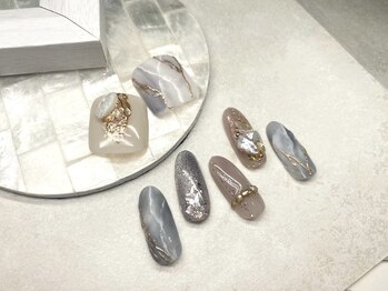 ネイルサロン ジョアアンジェ 天王寺店(joie ange)/ニュアンス　キレイめ　大理石風