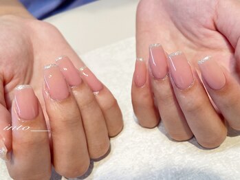 ネイルサロン イントゥ(into_)/ラメフレンチ ピンク スクエア