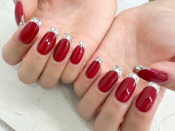 ガラスフレンチネイル ¥8500