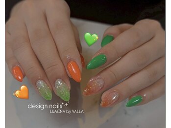 グリーン×オレンジネイル☆