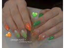 グリーン×オレンジネイル☆