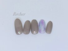 ネイルサロンリシェ 烏丸御池(Recher)/ふんわり春カラー×モカ