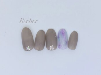 ネイルサロンリシェ 烏丸御池(Recher)/ふんわり春カラー×モカ