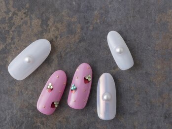 サンミーゴネイル 神戸店(Sunmego Nail)/オーロラミラー×イチゴネイル