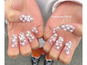 プルースラウンジ トウキョウ(Plus Lounge TOKYO)/パールストーン埋め尽くしネイル