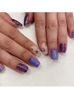 ハーティーネイル hearty nail 溝の口店/紫ネイル