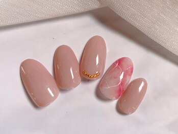 ルームヘアネイル 曙橋店(Room hair nail)/くすみピンク×大理石風
