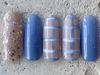 フリークネイル(FREAK Nail)/ゆるもやチェックブルー ¥8500