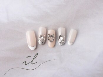 フレンチ×ラメグラデーション