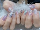 うるうる水滴の紫陽花ネイル
