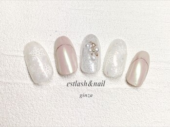 エストラッシュアンドネイル 銀座店(est lash&nail)/ミラー雪の結晶ネイル　