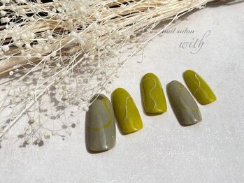 ウィズ 神戸(with)/くすみネイル　カーキ