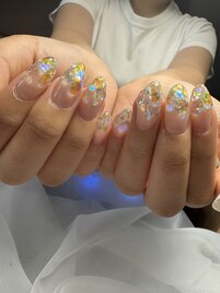 韓国ネイル　ワンホン　キラキラ