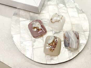 ネイルサロン ジョアアンジェ 天王寺店(joie ange)/ニュアンス　フット　シンプル