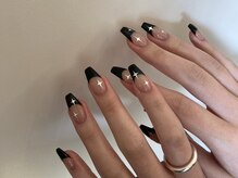 ジュイール ネイル 千葉店(Jouir nail)/黒フレンチにキラキラアート