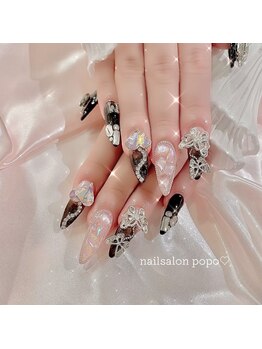 ポポ 渋谷(popo)/ブラック◆蝶々ネイル