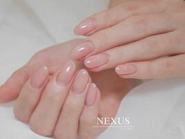 ふんわりマーブル桃ネイル