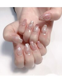 リボンネイル　ハートネイル