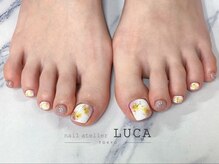ネイルアトリエルカ(nail atelier LUCA)/W-676 春色マーブルフットネイル