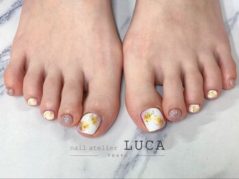 ネイルアトリエルカ(nail atelier LUCA)/W-676 春色マーブルフットネイル