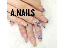エーネイルズ 心斎橋(A.nails)/持ち込み手描きリボン