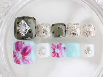 ネイルサロン あかねいろ/春夏フットネイル シースルー