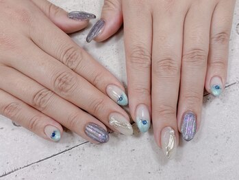 ネイル ビューティーマジック 葛西本店/ブルーフレンチネイル