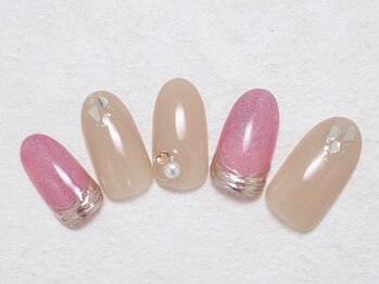 グレージュ＆ピンク ニュアンス