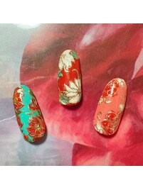 中華風お花ネイル