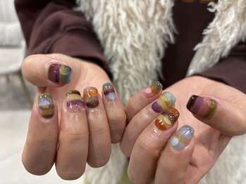 ナンバーネイル 大分中央町店(N° nail)/カラフルボーダー☆