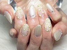 ジェー エス シー ネイル(J.S.C.nail)/ミニ薔薇/手書きネイル/・パール