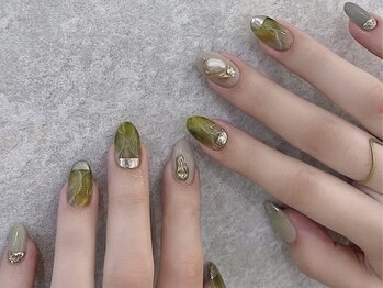 green 大理石nail