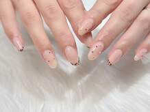 ヒールネイル(heal nail)/ひょう柄french×カラフルdot.